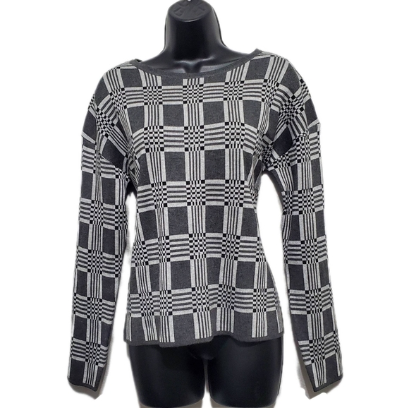 Lety & Me (Stitch Fix) Women's Gray Geometric Boxy Sweater Size Medium NWT - Picture 4 of 12